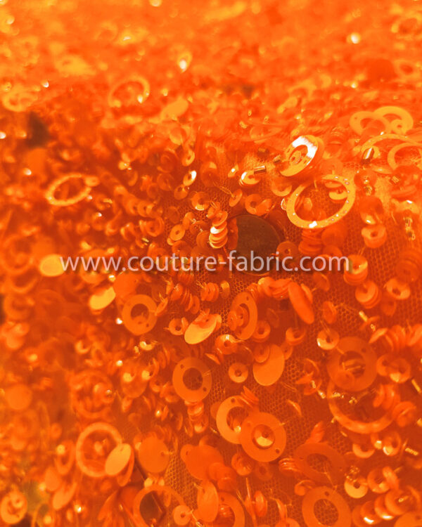 Vivid orange embroidery couture lace - Image 9