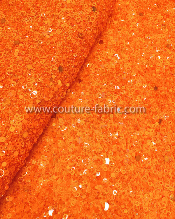 Vivid orange embroidery couture lace - Image 7