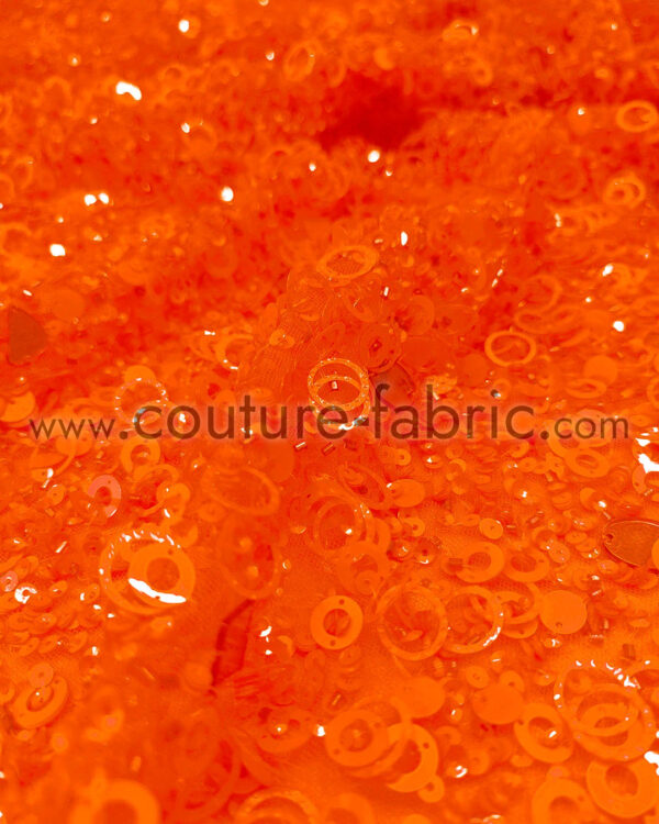 Vivid orange embroidery couture lace - Image 4