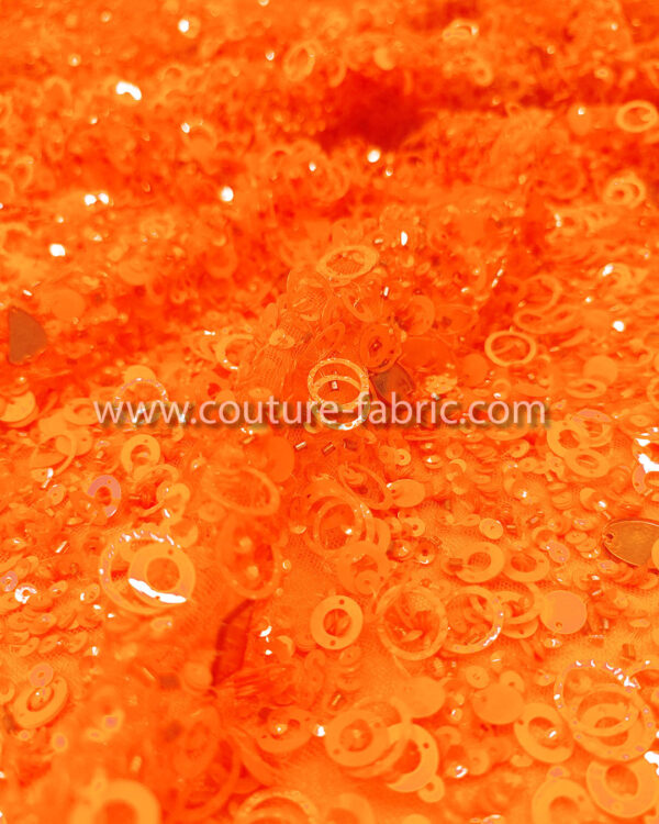 Vivid orange embroidery couture lace - Image 10