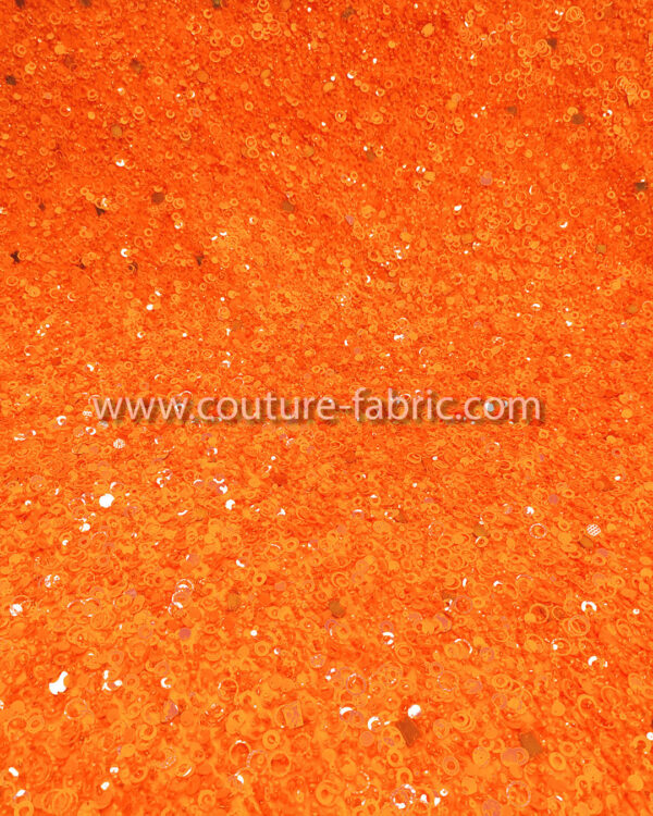 Vivid orange embroidery couture lace - Image 11