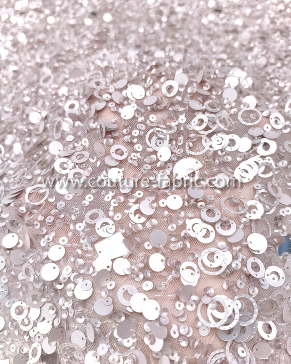 Light pink color embroidery couture lace - Image 3