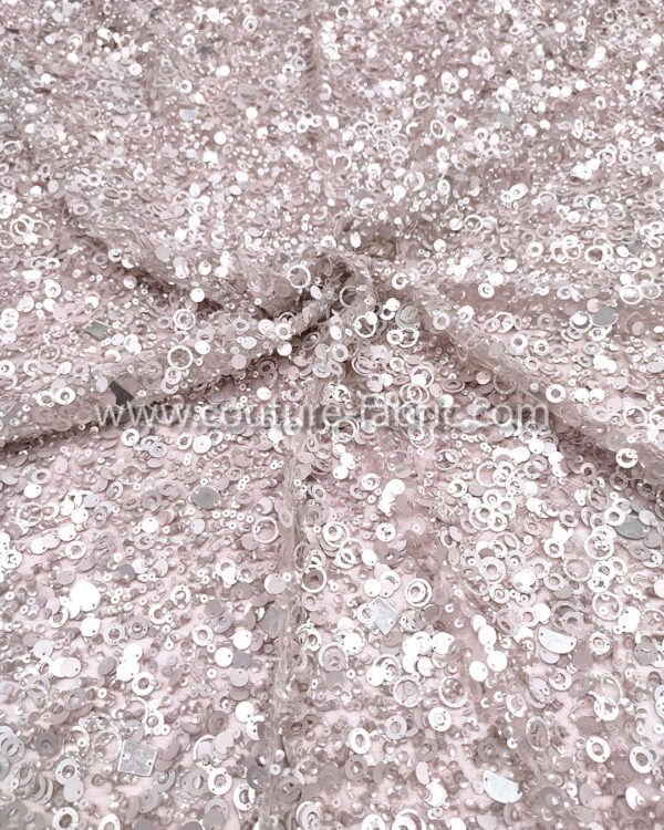 Light pink color embroidery couture lace - Image 2