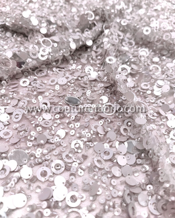 Light pink color embroidery couture lace - Image 4