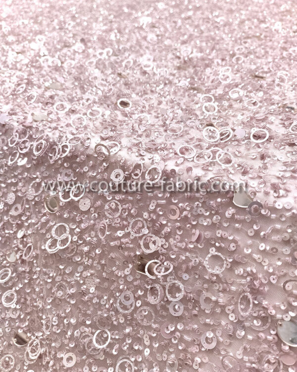 Light pink color embroidery couture lace - Image 4