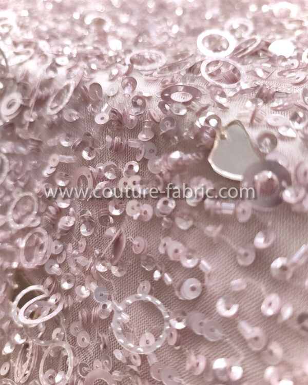 Light pink color embroidery couture lace - Image 5