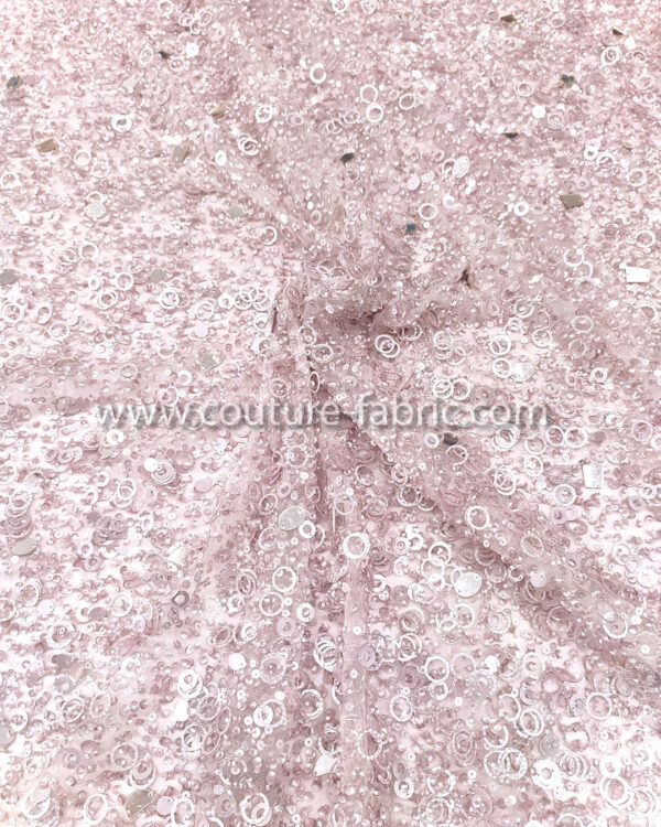 Light pink color embroidery couture lace - Image 2