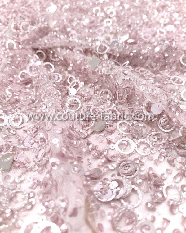 Light pink color embroidery couture lace - Image 6