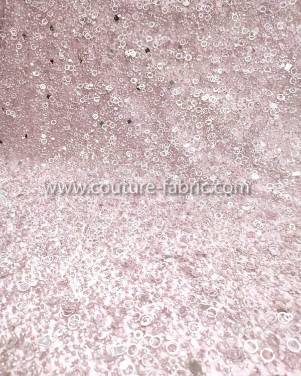 Light pink color embroidery couture lace - Image 7