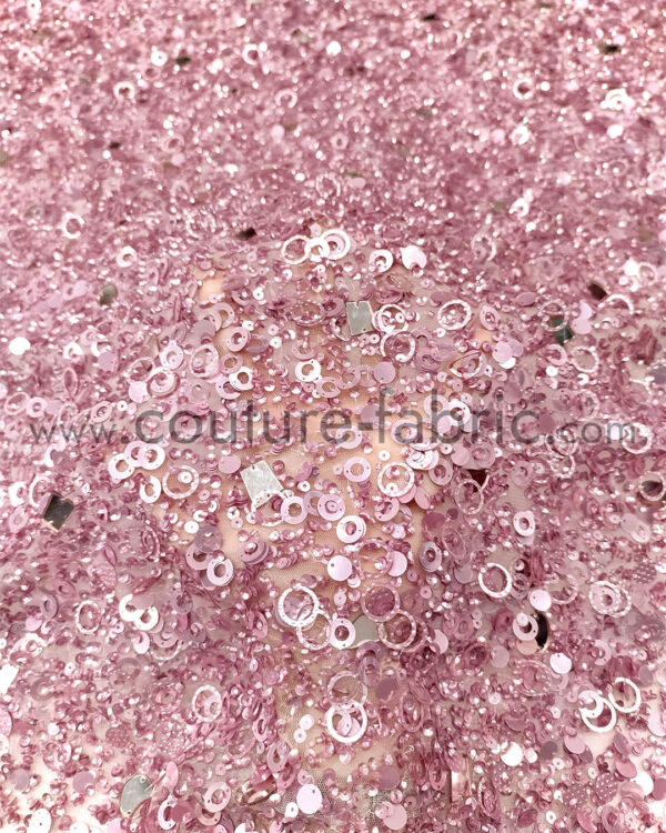 Pink color embroidery couture lace - Image 3