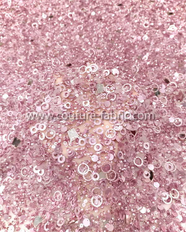 Pink color embroidery couture lace - Image 8