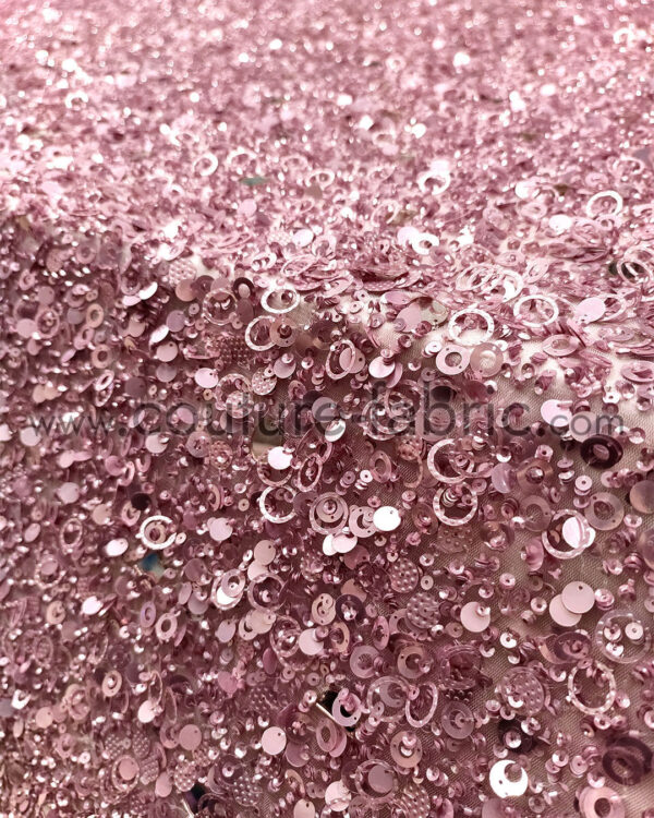 Pink color embroidery couture lace - Image 2