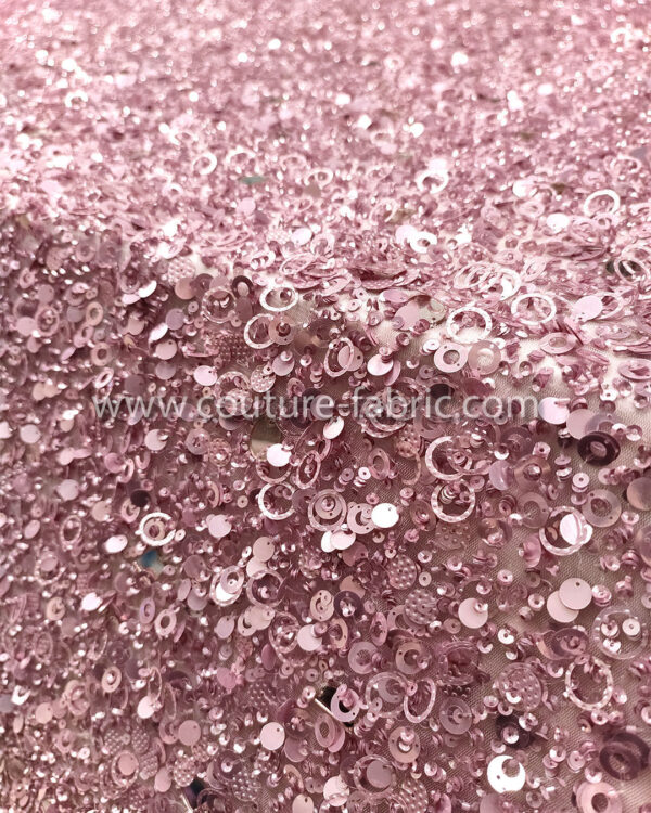 Pink color embroidery couture lace - Image 9