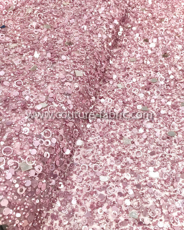 Pink color embroidery couture lace - Image 13