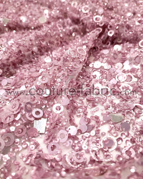 Pink color embroidery couture lace - Image 5