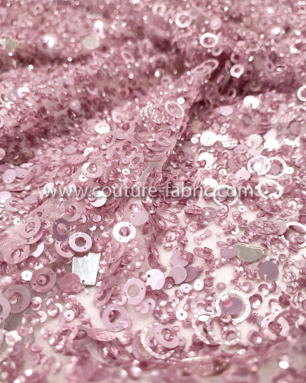 Pink color embroidery couture lace - Image 11