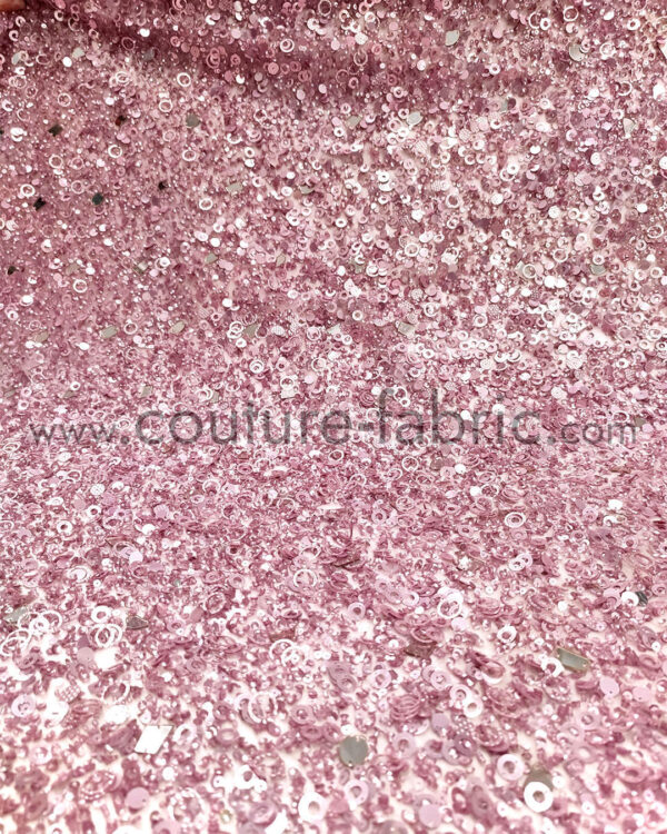 Pink color embroidery couture lace - Image 6