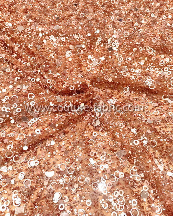 Bronze color embroidery couture lace - Image 2