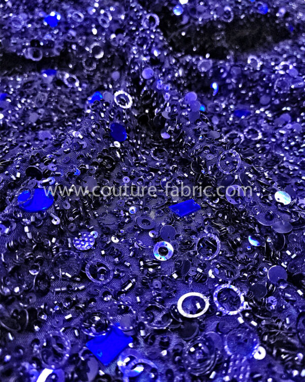 Blue color embroidery couture lace - Image 11