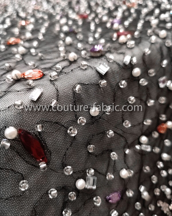 Black color embroidery couture lace - Image 5