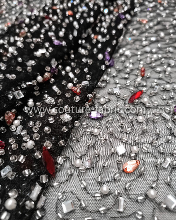 Black color embroidery couture lace