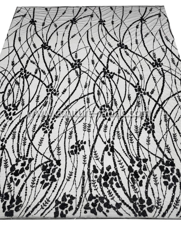 Black color embroidery couture lace - Image 14