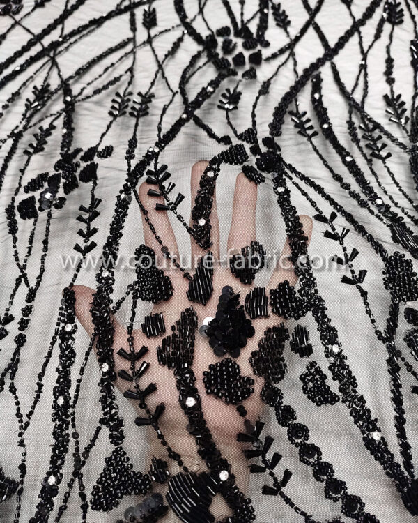 Black color embroidery couture lace - Image 3