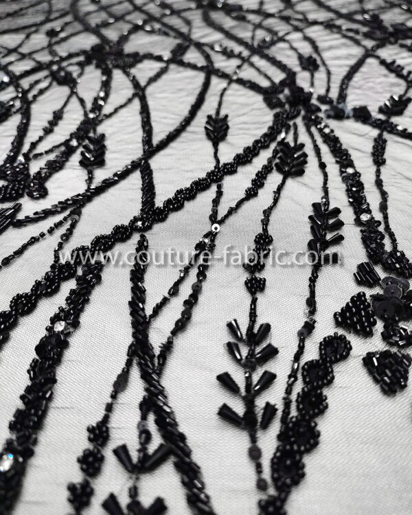 Black color embroidery couture lace - Image 5