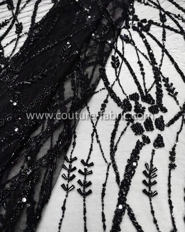 Black color embroidery couture lace