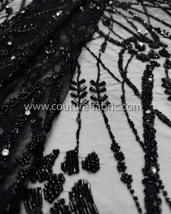 Black color embroidery couture lace - Image 6