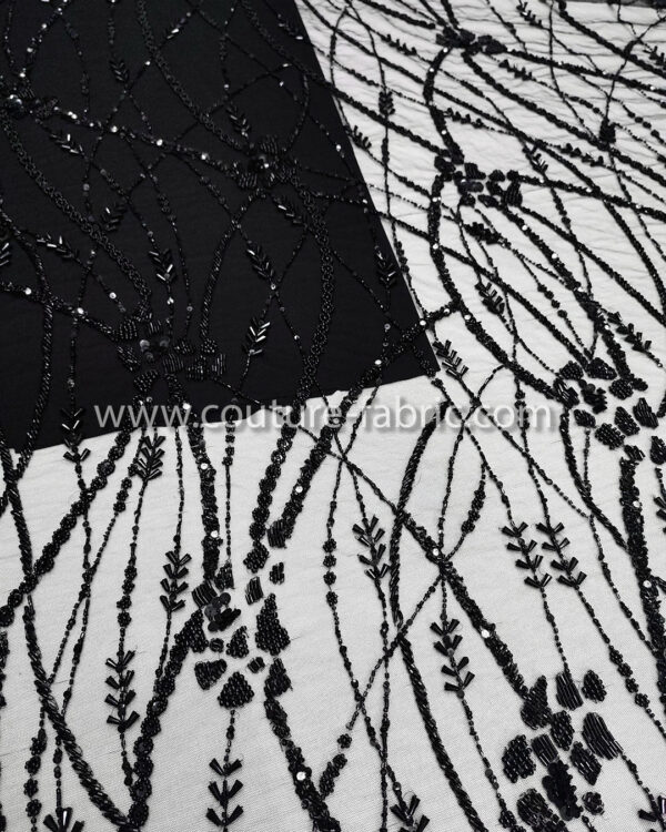 Black color embroidery couture lace - Image 11