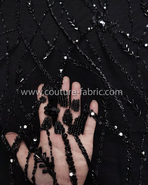 Black color embroidery couture lace - Image 12