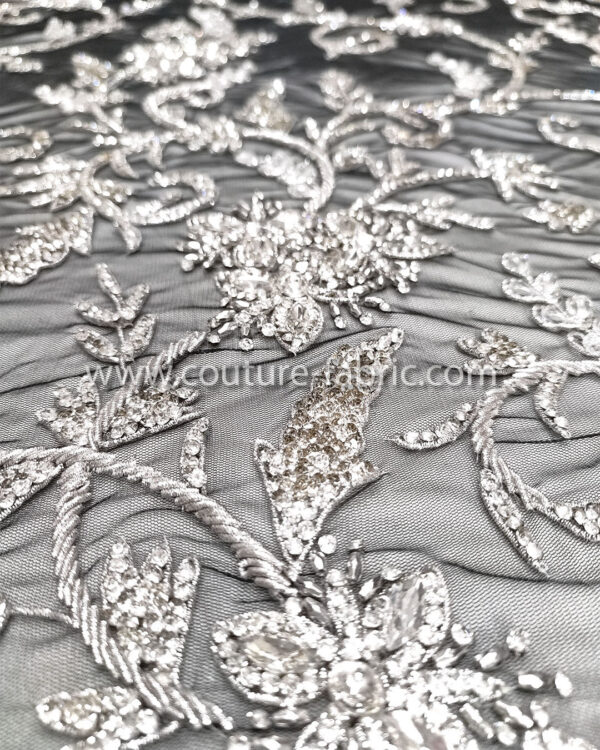 Black and silver color embroidery couture lace - Image 3