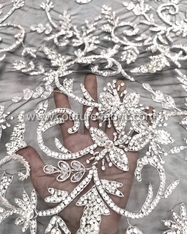 Black and silver color embroidery couture lace - Image 4