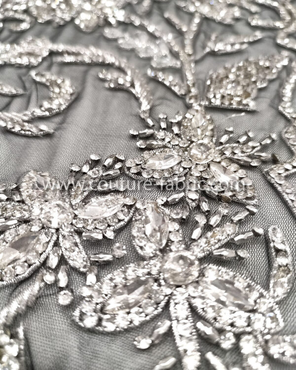 Black and silver color embroidery couture lace - Image 7