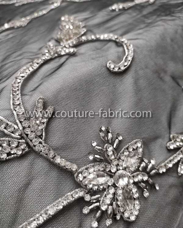 Black and silver color embroidery couture lace - Image 8