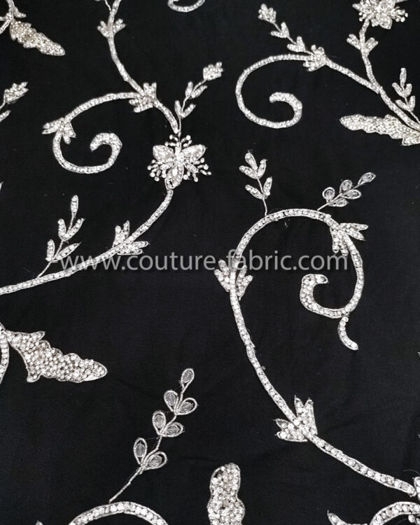 Black and silver color embroidery couture lace - Image 10