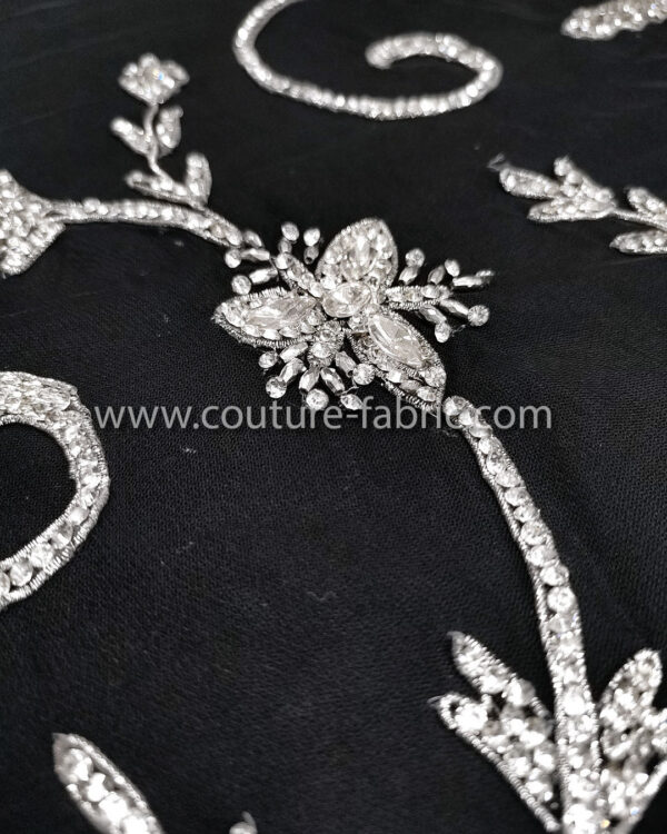 Black and silver color embroidery couture lace - Image 13