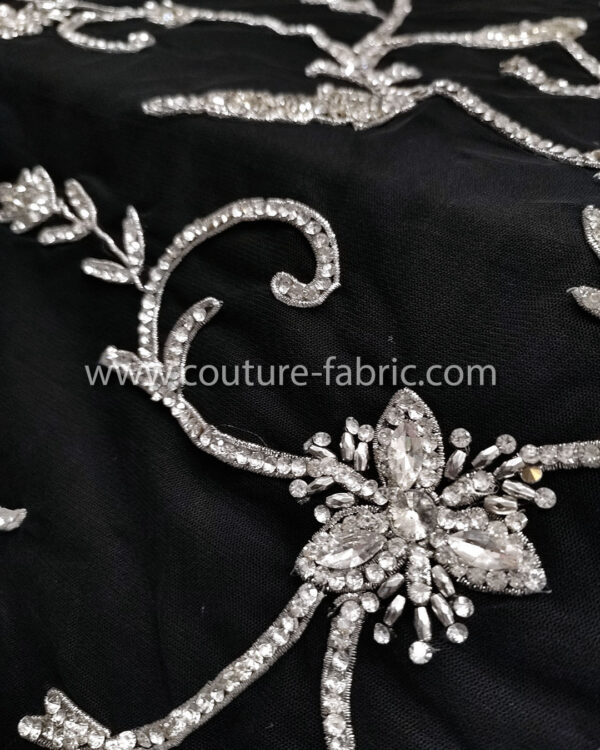 Black and silver color embroidery couture lace - Image 14