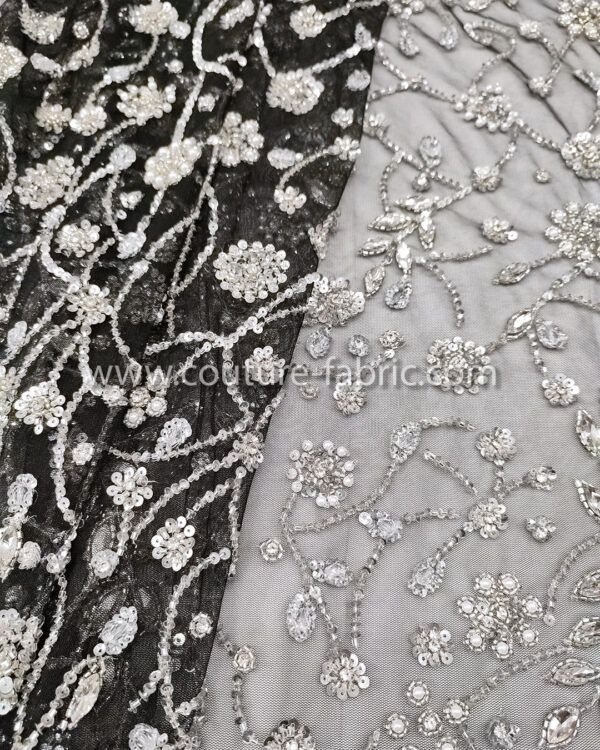 Black color embroidery couture lace