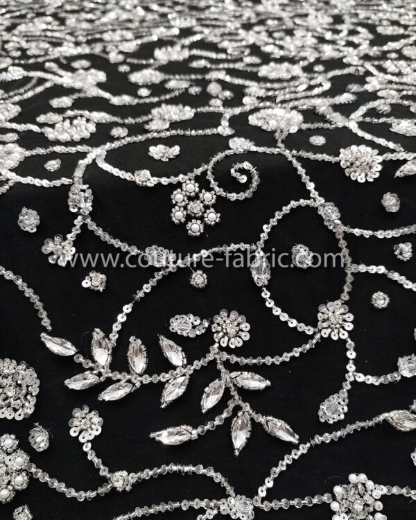 Black color embroidery couture lace - Image 9