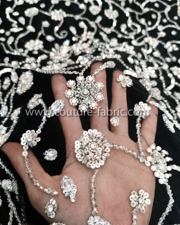 Black color embroidery couture lace - Image 7