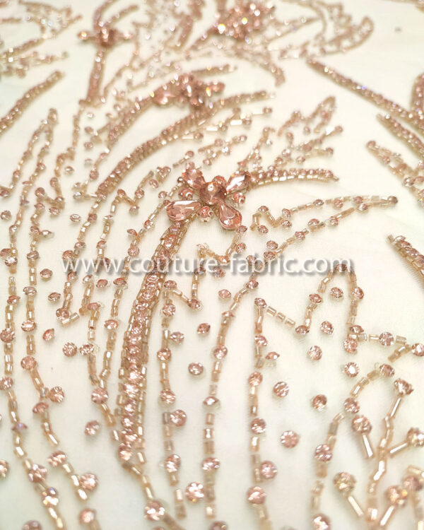 Rose gold color embroidery couture lace - Image 3