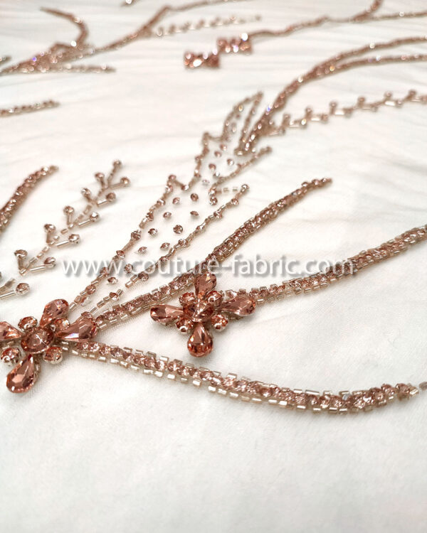 Rose gold color embroidery couture lace - Image 17