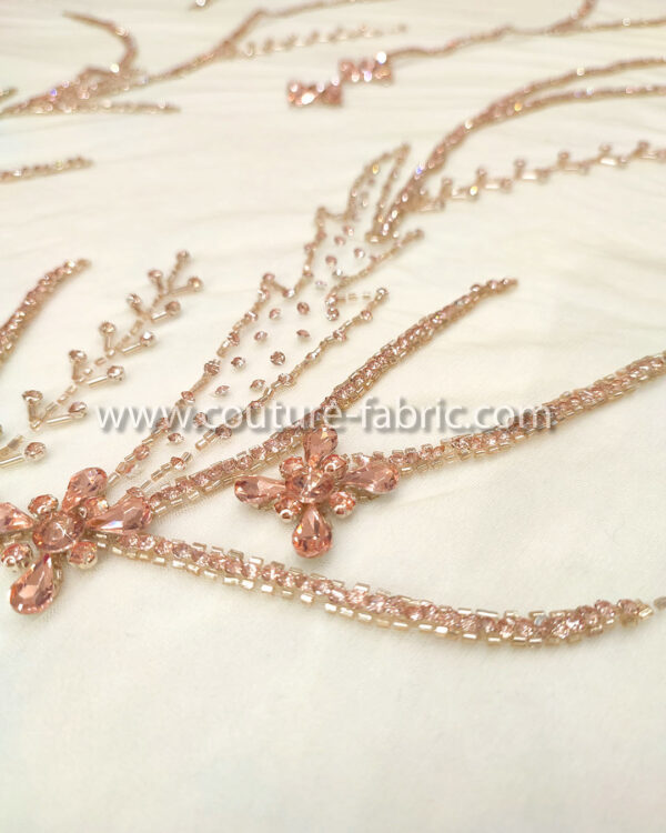 Rose gold color embroidery couture lace - Image 5