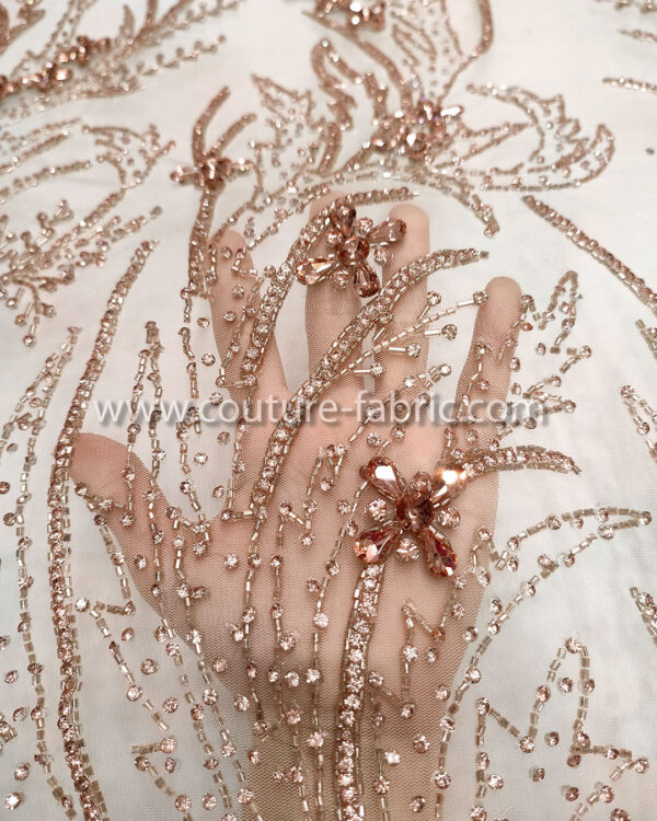 Rose gold color embroidery couture lace - Image 21