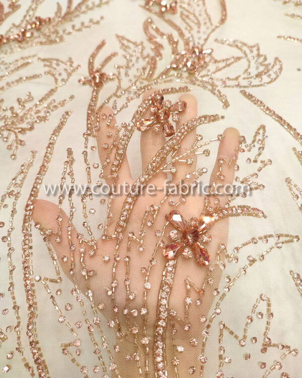 Rose gold color embroidery couture lace - Image 4