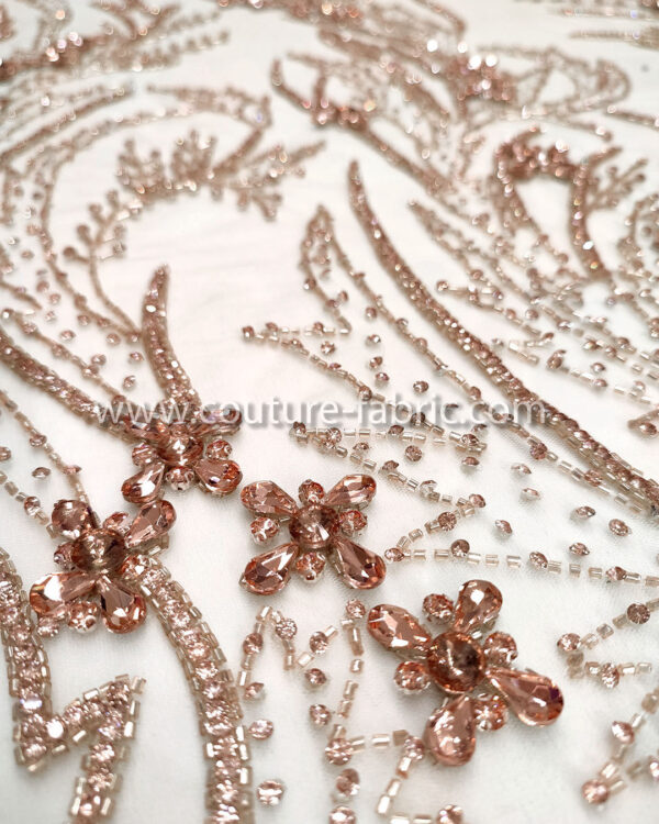 Rose gold color embroidery couture lace - Image 22