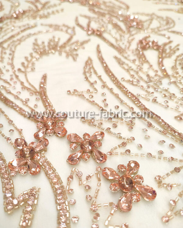 Rose gold color embroidery couture lace - Image 9