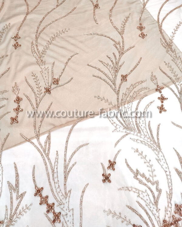 Rose gold color embroidery couture lace - Image 24